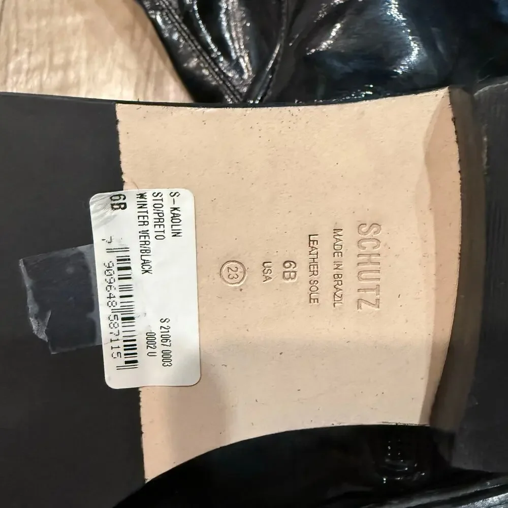 Schutz Black Patent Leather Kaolin Over The Knee Boots Sz 6B